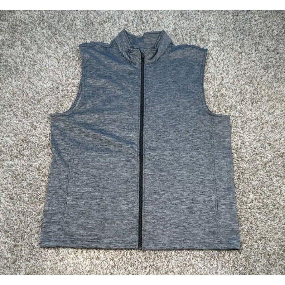 Dunning Golf Vest Mens Large Grey Gray Full Zip Up Pockets Performance